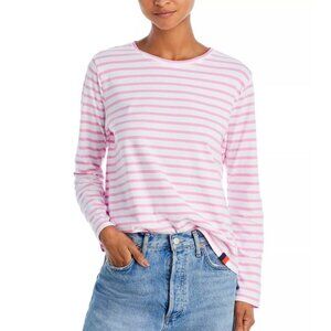 Kule The Modern Long Sleeve Striped T-Shirt in Pink & White Size M